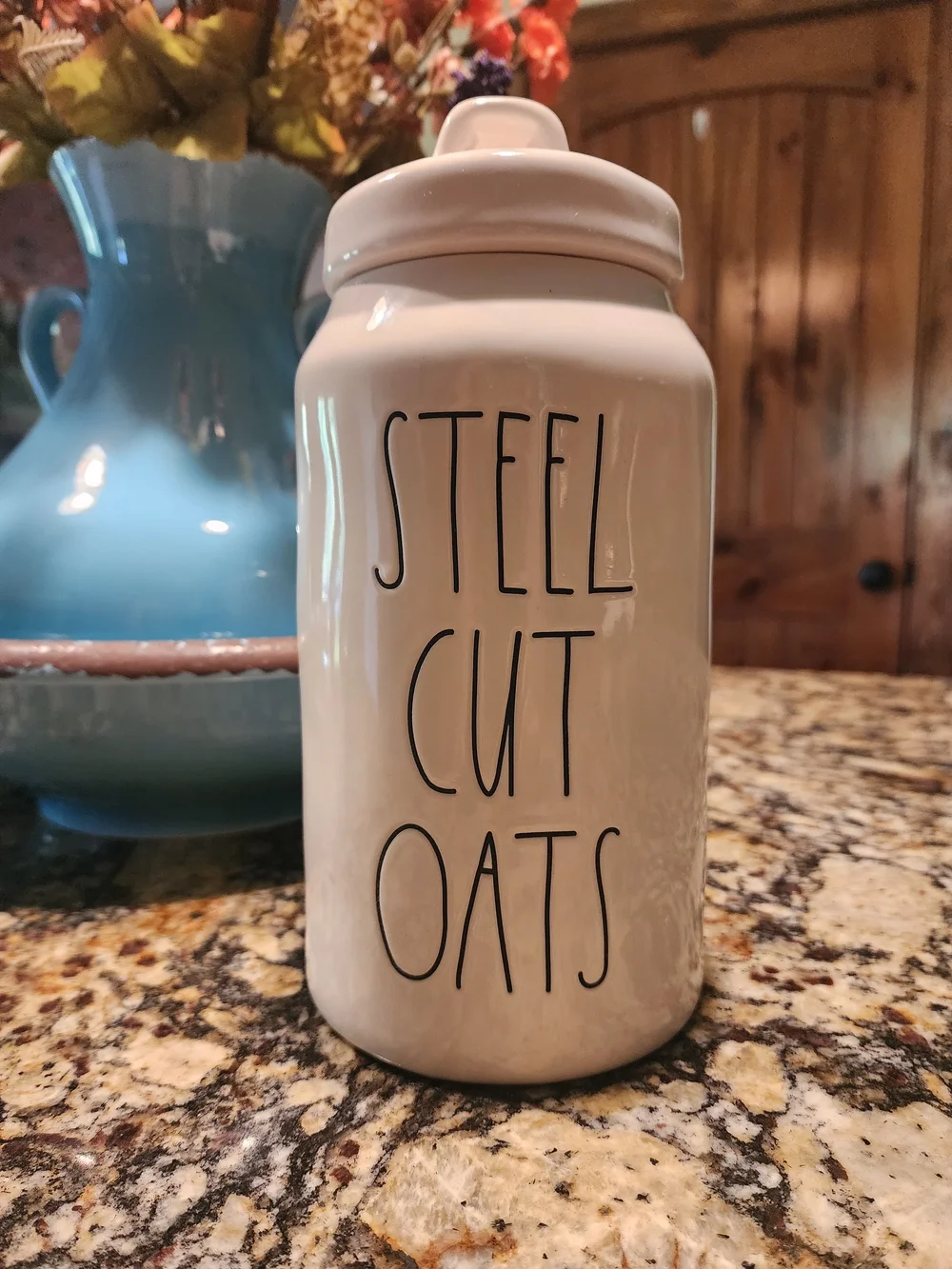 Rae Dunn Cream Steel Cut Oats Ceramic Canister